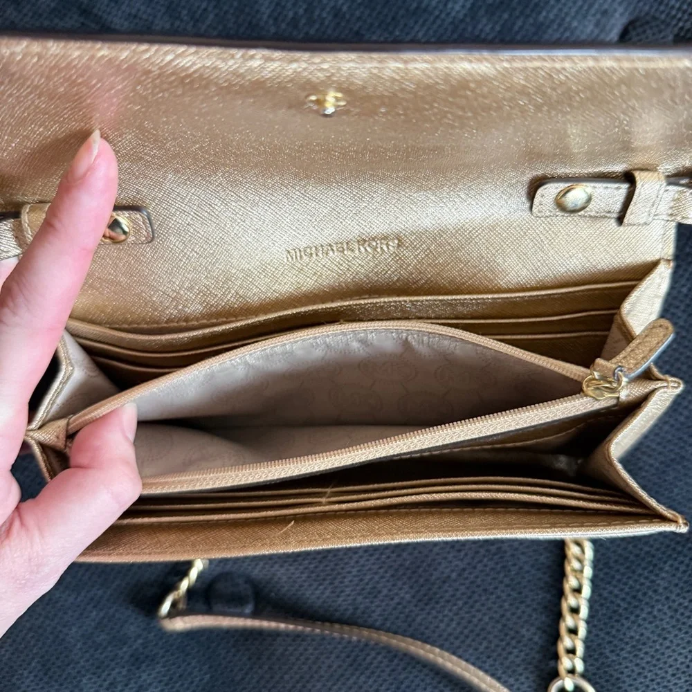 Michael Kors Gold Crossbody/Clutch For Formal Events.